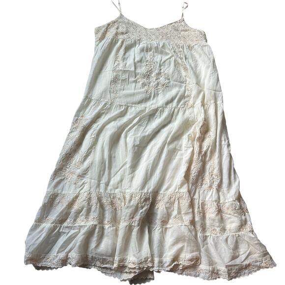 Lucky Brand Cream, Boho, Lace Embroidered, Lined, Slip Maxi Dress- XL - Picture 3 of 12